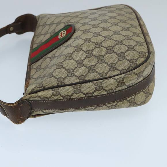 GUCCI GG Supreme Web Sherry Line Shoulder Bag Pvc Beige Gold Red - Picture 5 of 16